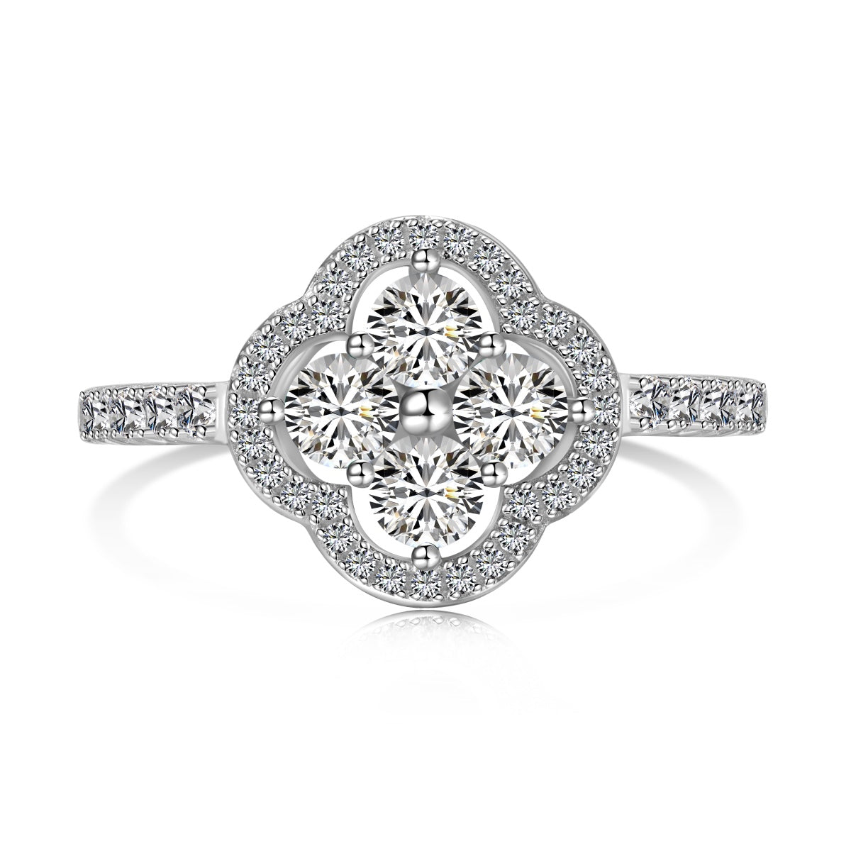 [Love's Uplift]Four Leaf Clover Flower Design Ring