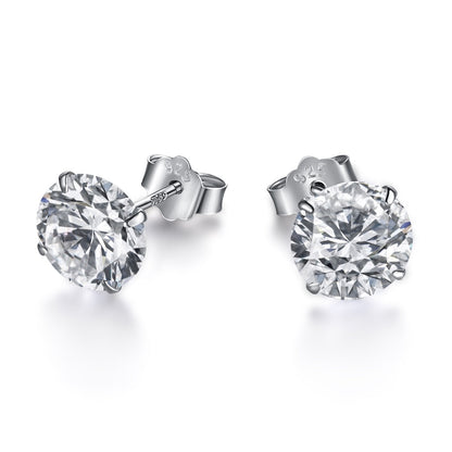 [Love's Uplift]Stylish Shiny Round Center Stone Stud Earrings