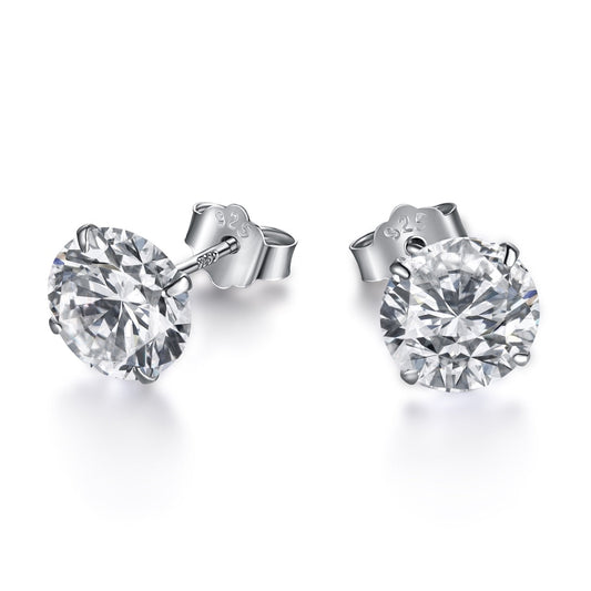 [Love's Uplift]Stylish Shiny Round Center Stone Stud Earrings