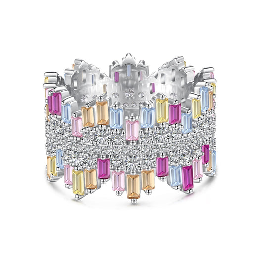 [Love's Uplift]Luxurious Colorful Radiant Cut Daily Ring