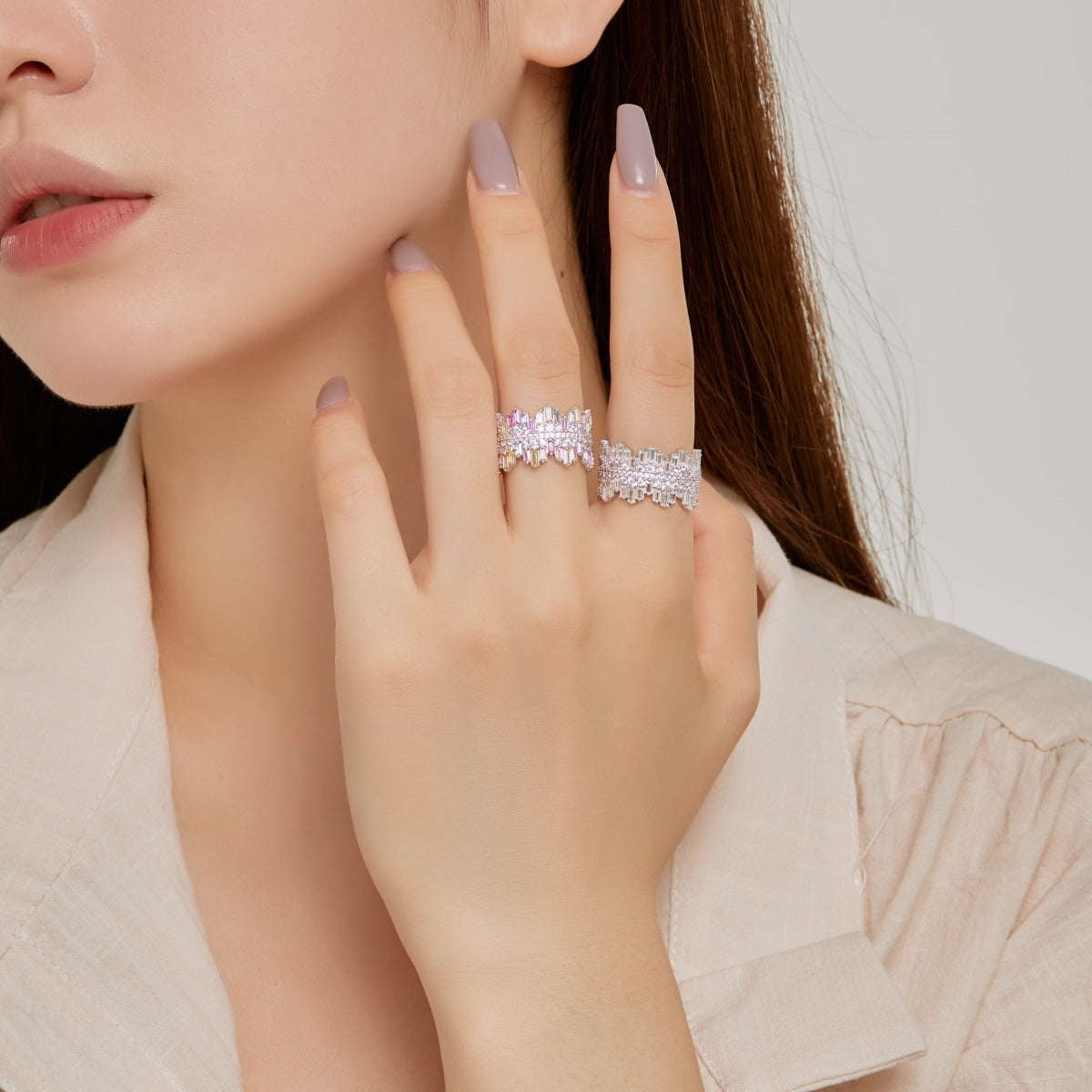 [Love's Uplift]Luxurious Colorful Radiant Cut Daily Ring