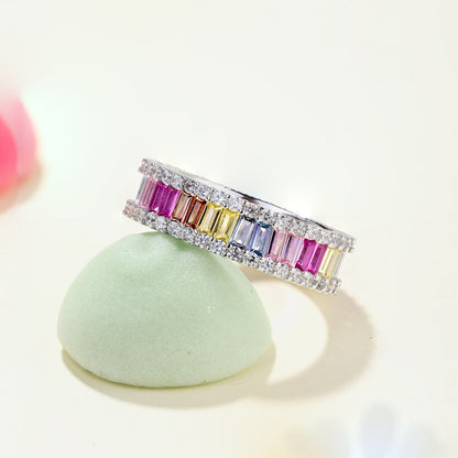 [Love's Uplift]Dainty Kaleidoscopic Emerald Cut Daily Ring