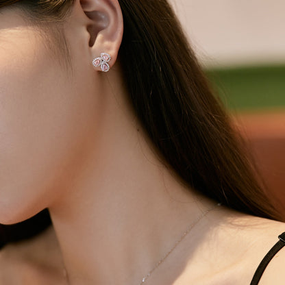[Love's Uplift]Ornate Flower Shape Pear Cut Lover Earrings