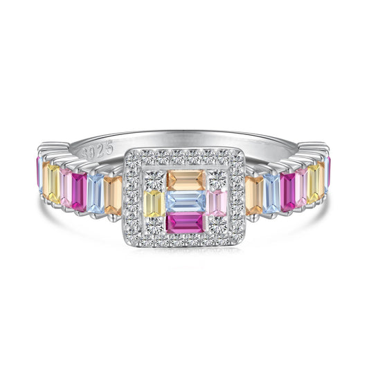 [Love's Uplift]Exquisite Colorful Radiant Cut Party Ring
