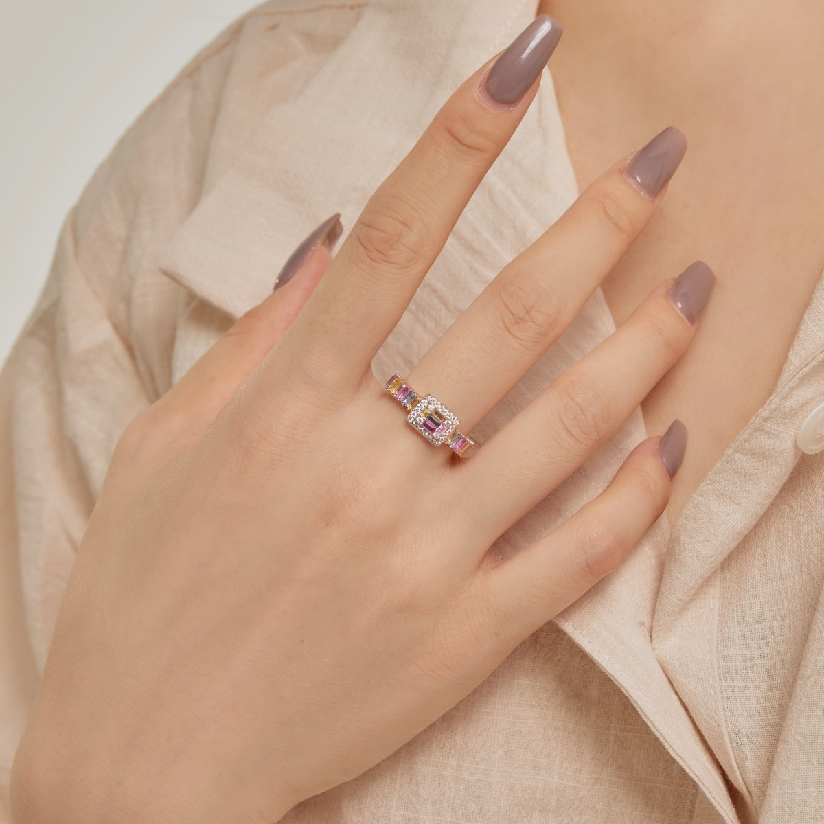 [Love's Uplift]Exquisite Colorful Radiant Cut Party Ring