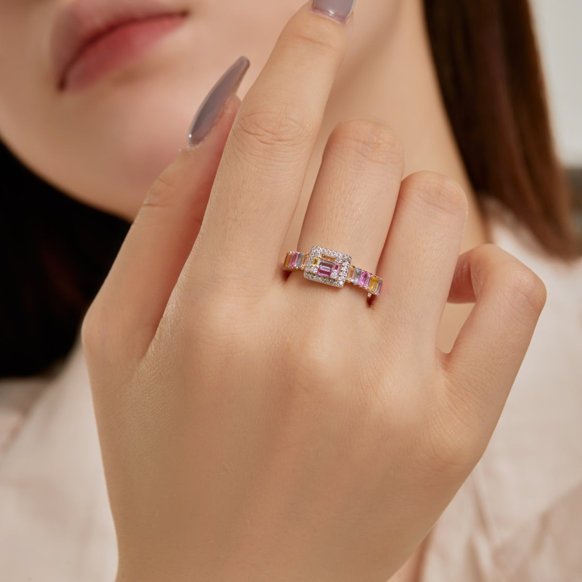 [Love's Uplift]Exquisite Colorful Radiant Cut Party Ring