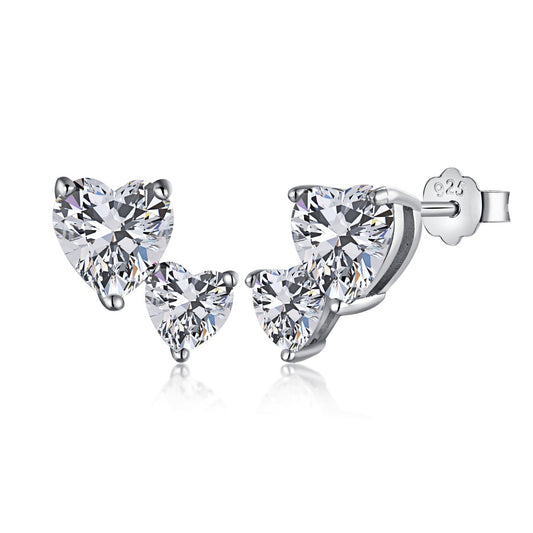 [Love's Uplift]Double Heart-Shape Classic Princess Style Earrings