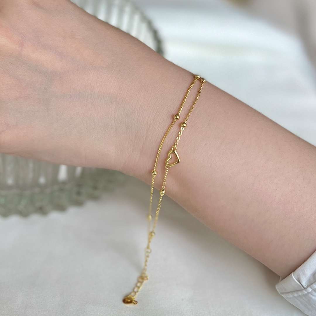 [Love's Uplift]Dainty Double Layer Love Heart Bracelet