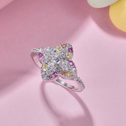 [Love's Uplift]Luxurious Colorful Flower Shape Banquet Ring