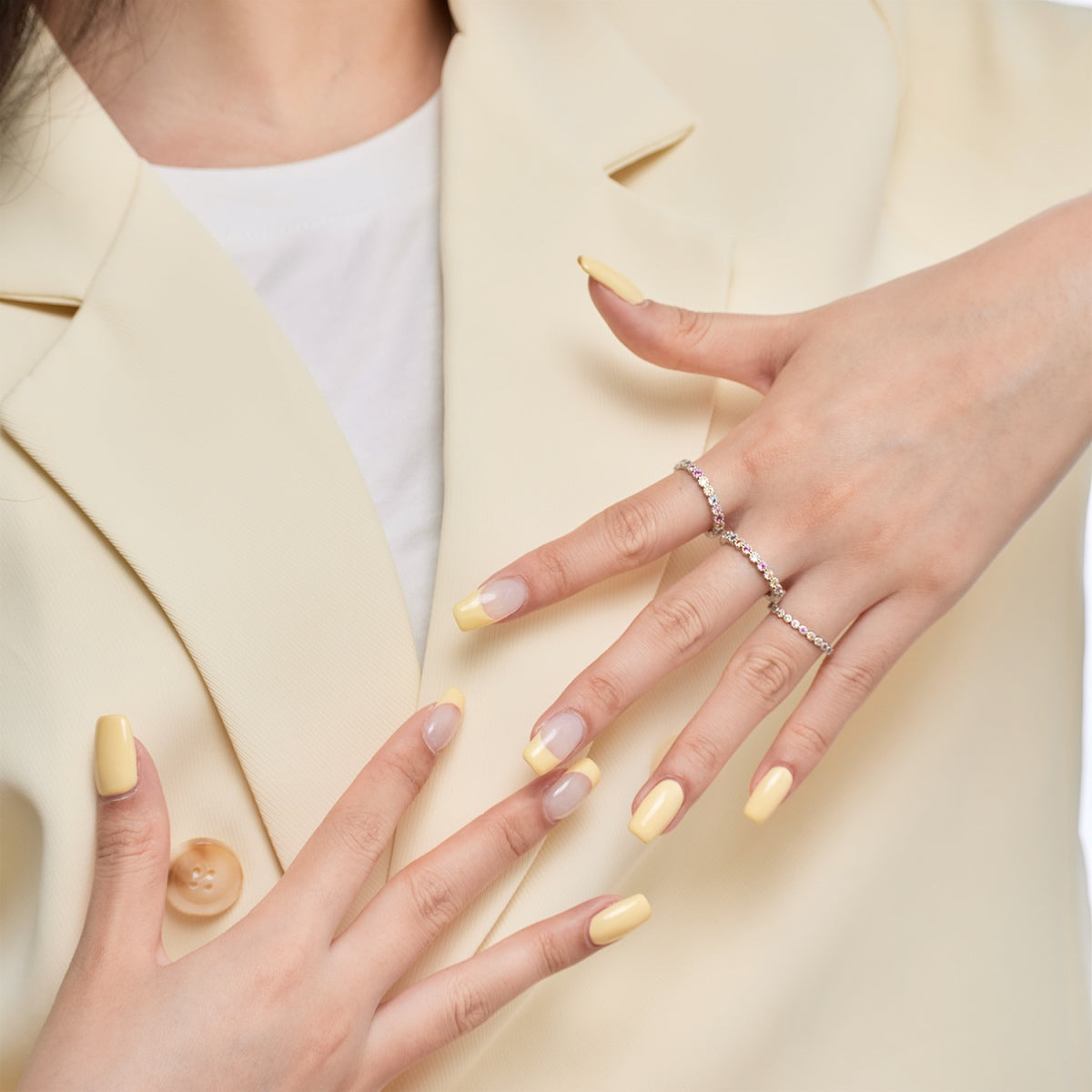[Love's Uplift]Ornate Colorful Round Cut Tennis Ring
