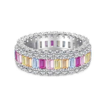 [Love's Uplift]Dainty Colorful Radiant Cut Daily Ring