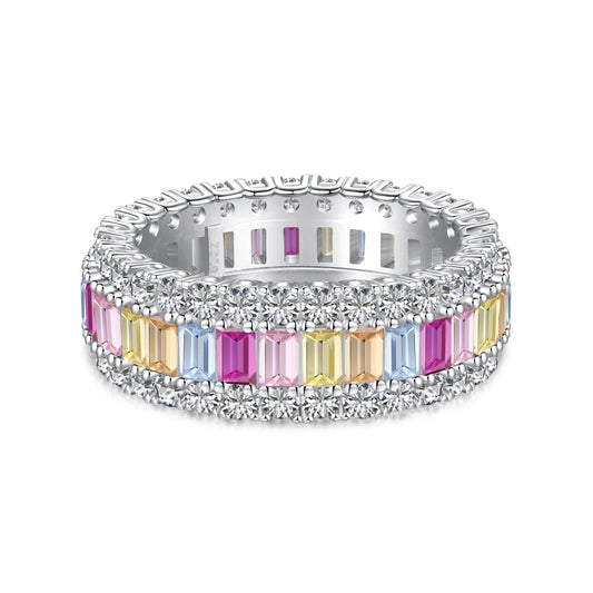[Love's Uplift]Dainty Colorful Radiant Cut Daily Ring