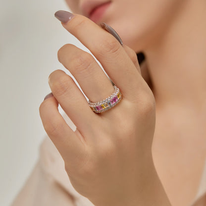 [Love's Uplift]Dainty Colorful Radiant Cut Daily Ring
