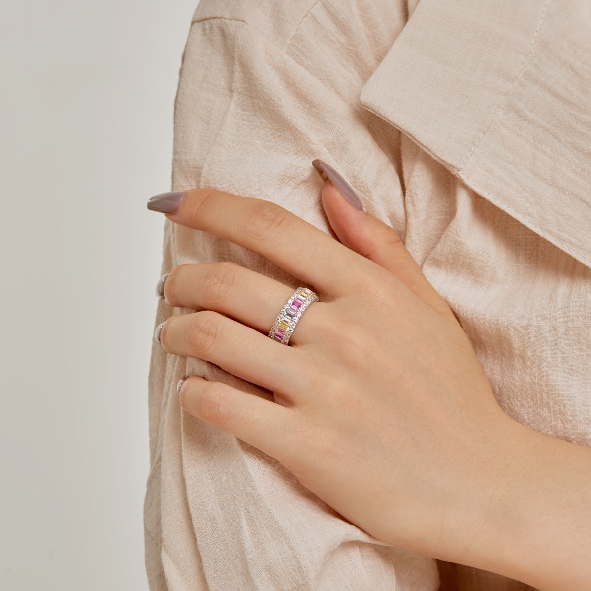 [Love's Uplift]Dainty Colorful Radiant Cut Daily Ring