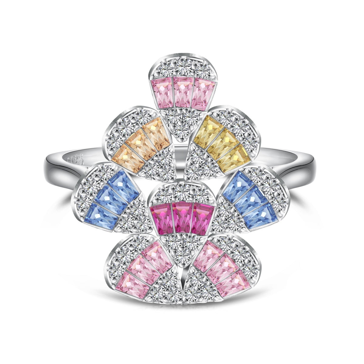 [Love's Uplift]Sparkling Colorful Water Drop Shape Daily Ring