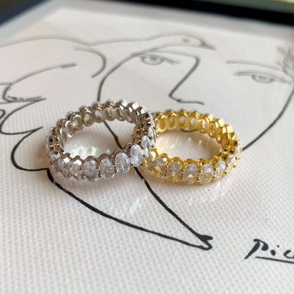 [Love's Uplift]Ornate Oval Cut Tennis Ring