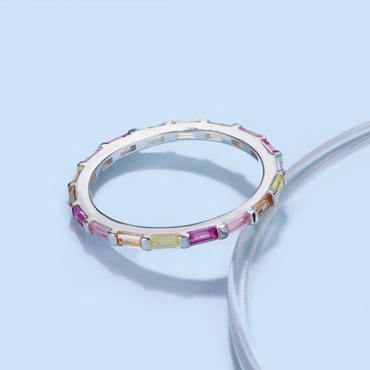 [Love's Uplift]Exquisite Multicolored Emerald Cut Daily Ring