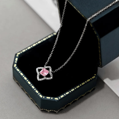 [Love's Uplift]Exquisite Flower Shape Princess Cut Necklace