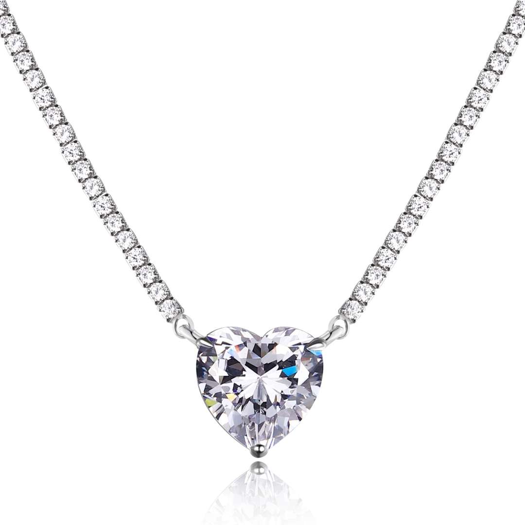 [Love's Uplift]8.0 Carat Versatile Colorful Sweet Heart-Shaped Tennis Necklace