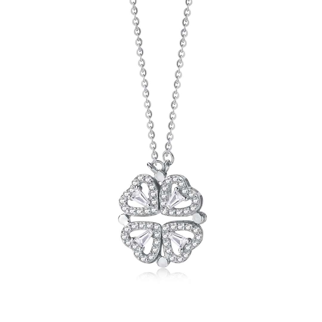 [Love's Uplift]Ornate Heart Cut Flower Shape Necklace