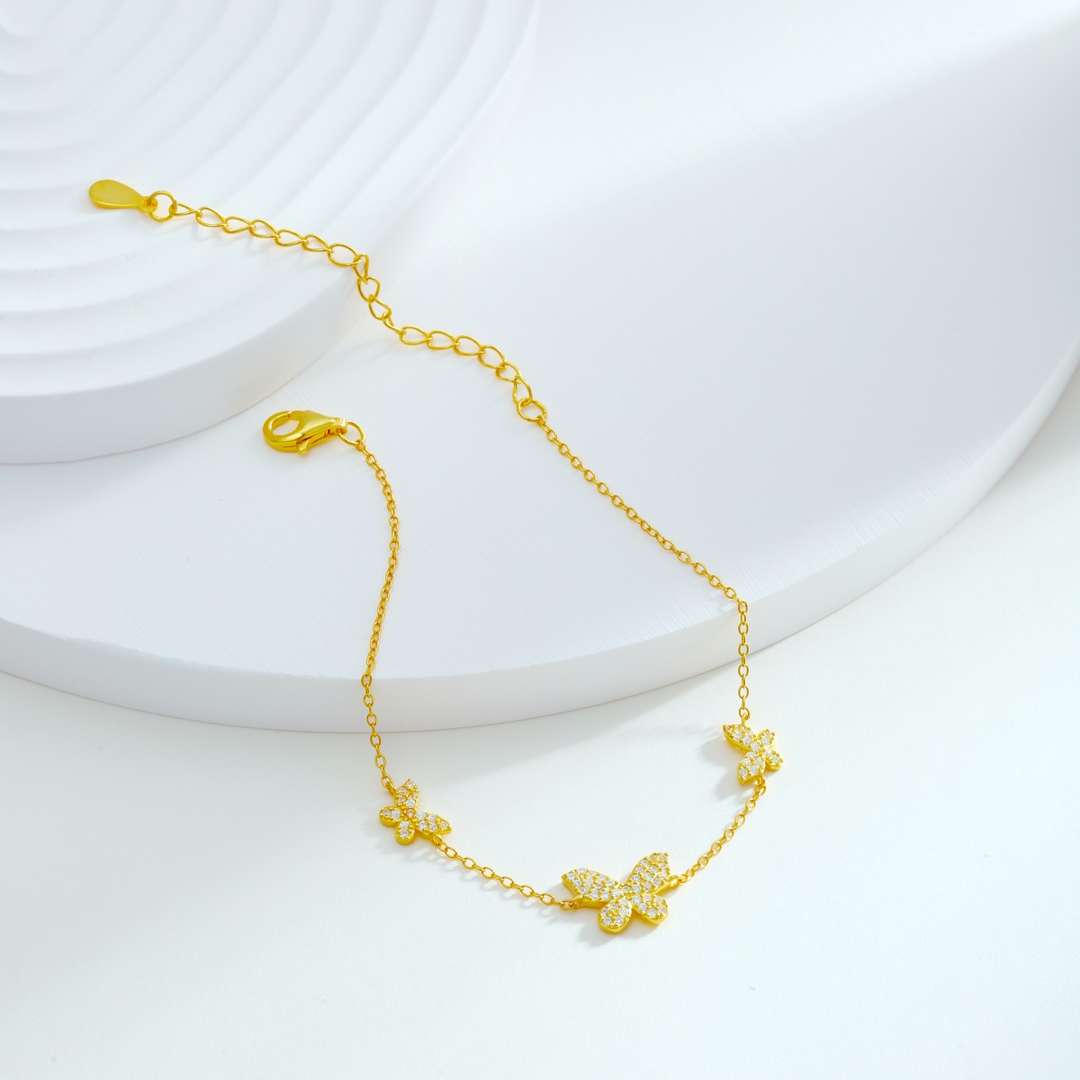 [Love's Uplift]Delicate Butterfly Pendant Bracelet