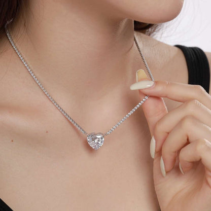 [Love's Uplift]8.0 Carat Versatile Colorful Sweet Heart-Shaped Tennis Necklace