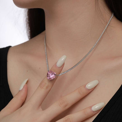 [Love's Uplift]8.0 Carat Versatile Colorful Sweet Heart-Shaped Tennis Necklace