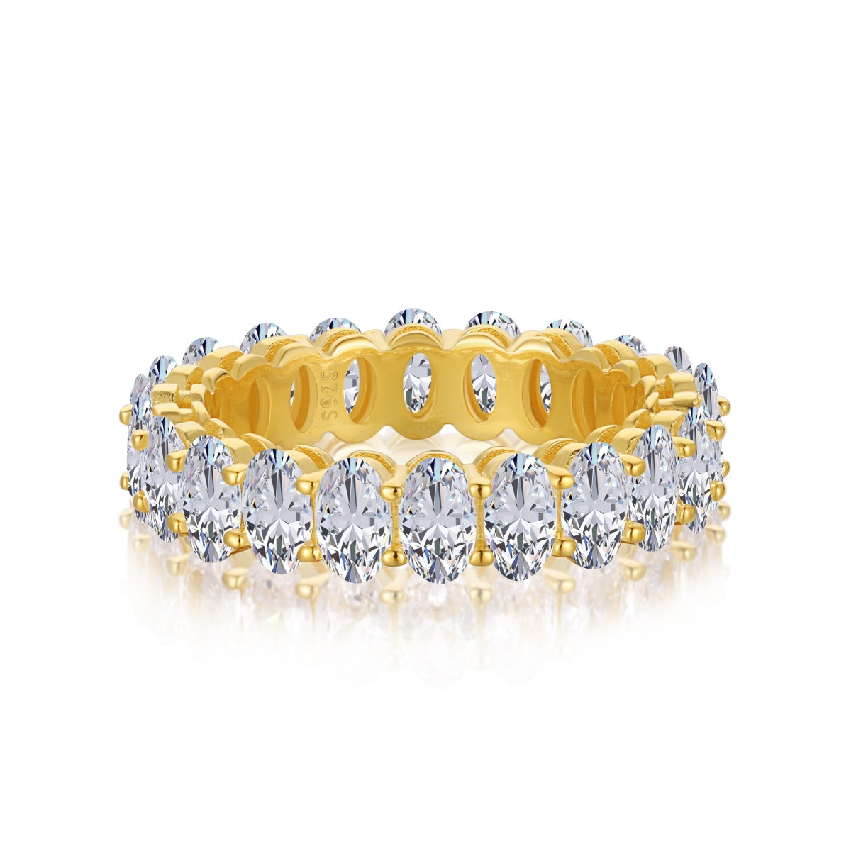 [Love's Uplift]Ornate Oval Cut Tennis Ring