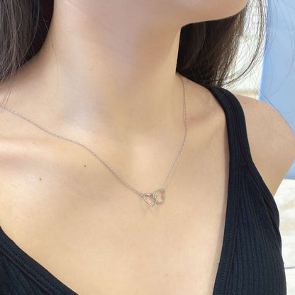 [Love's Uplift]Sterling Silver Love Double Ring Necklace