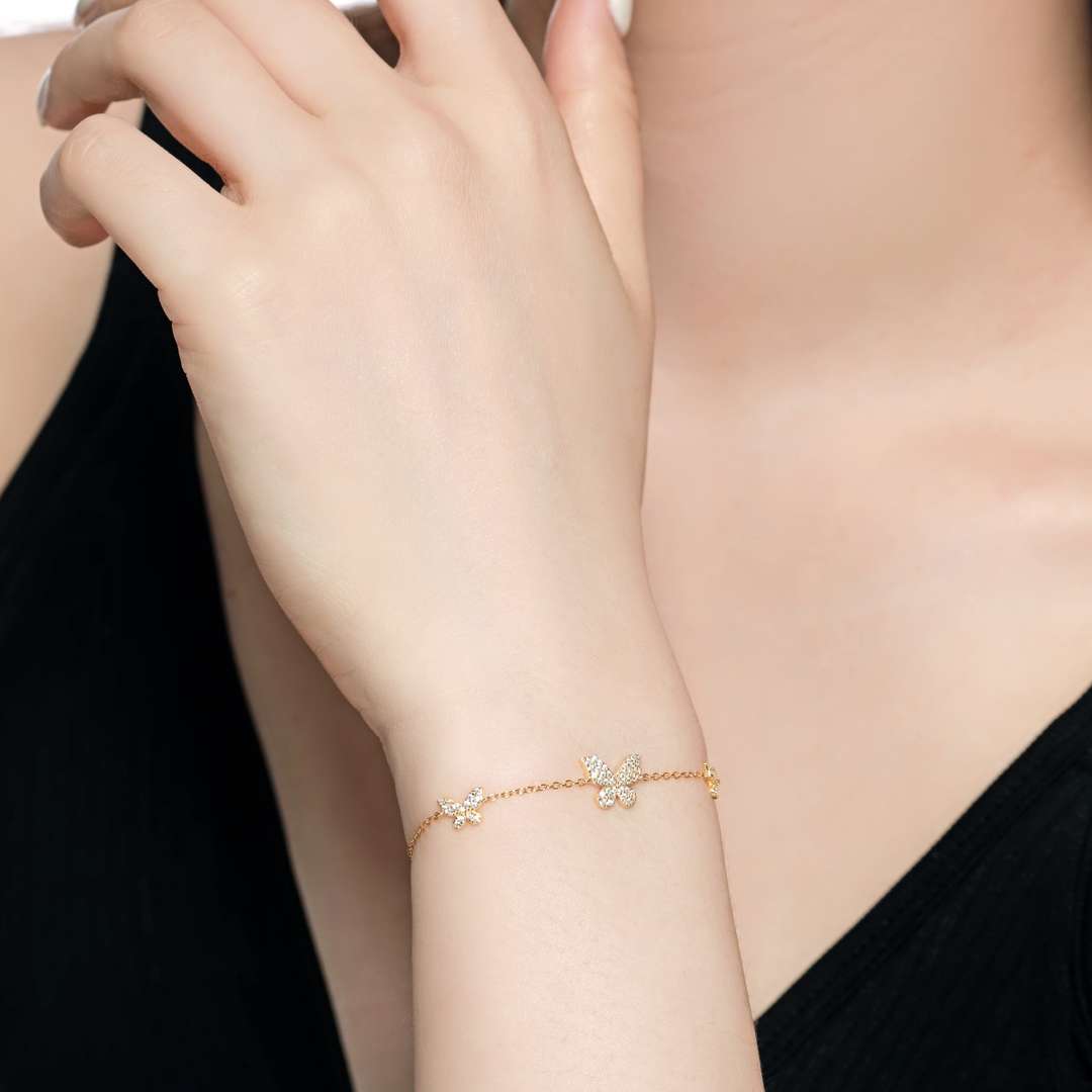[Love's Uplift]Delicate Butterfly Pendant Bracelet
