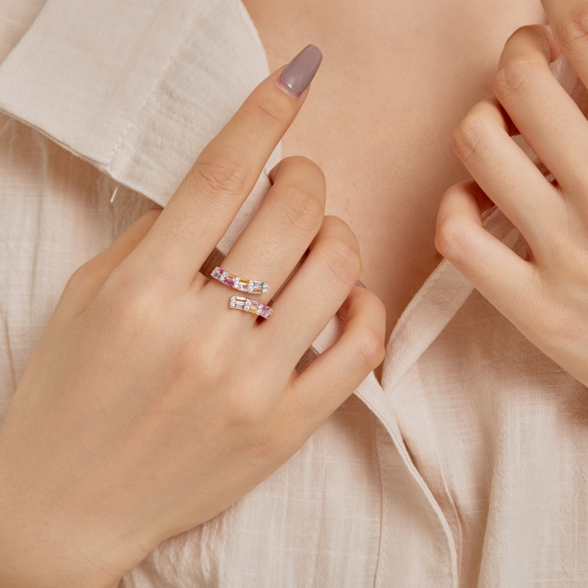 [Love's Uplift]Charming Colorful Radiant Cut Adjustable Daily Ring