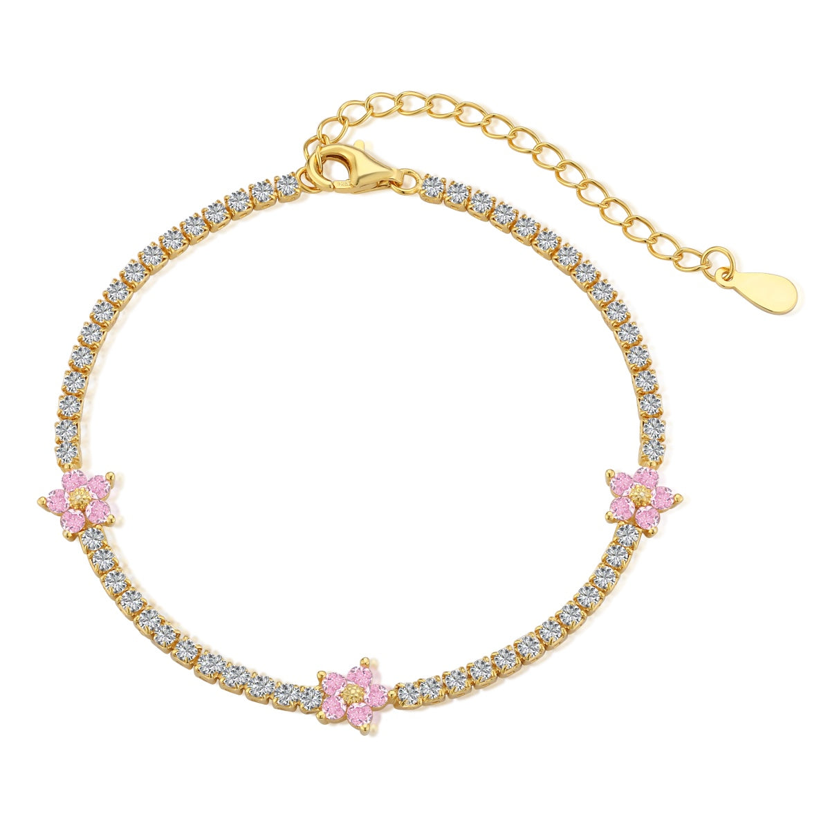 [Love's Uplift]Sparkling Flower Shape Tennis Bracelet