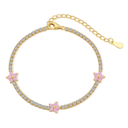 [Love's Uplift]Sparkling Flower Shape Tennis Bracelet