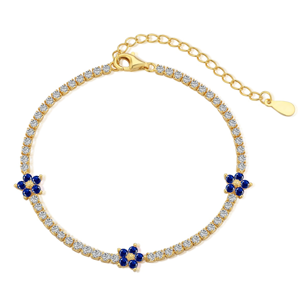 [Love's Uplift]Sparkling Flower Shape Tennis Bracelet
