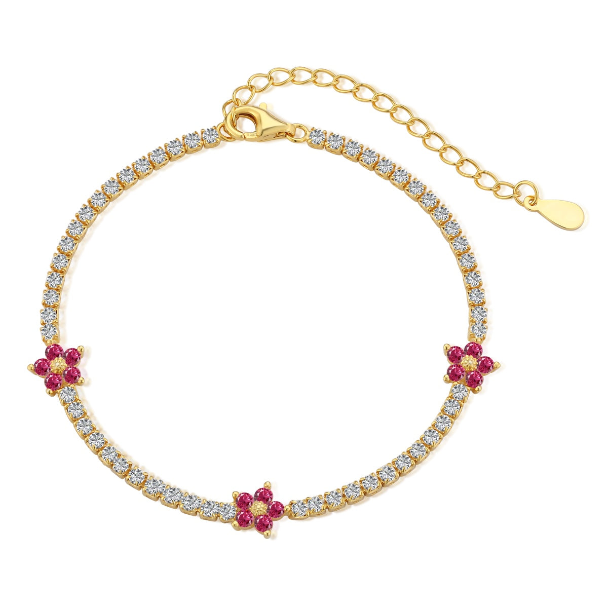 [Love's Uplift]Sparkling Flower Shape Tennis Bracelet