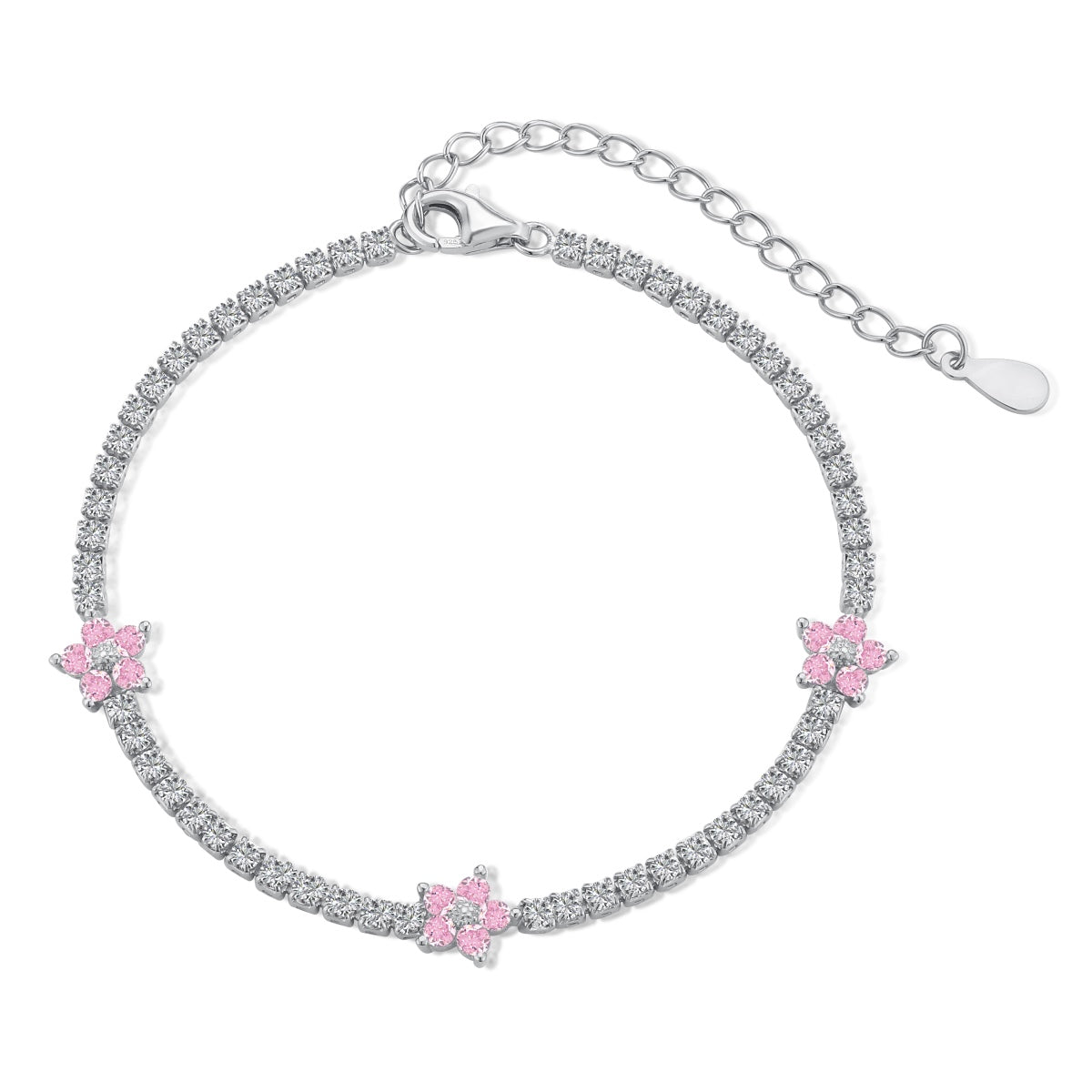 [Love's Uplift]Sparkling Flower Shape Tennis Bracelet