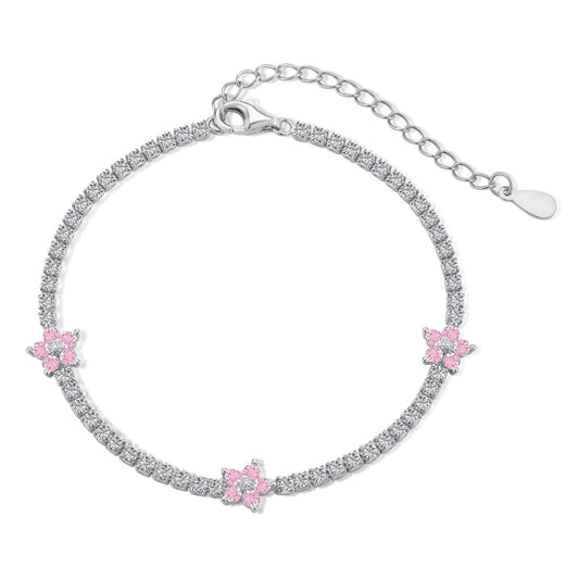 [Love's Uplift]Sparkling Flower Shape Tennis Bracelet