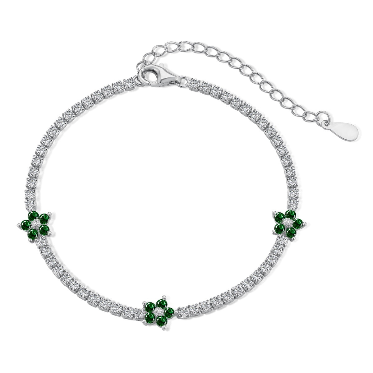 [Love's Uplift]Sparkling Flower Shape Tennis Bracelet