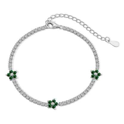 [Love's Uplift]Sparkling Flower Shape Tennis Bracelet