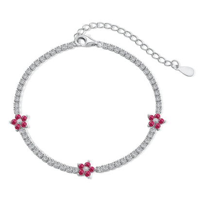 [Love's Uplift]Sparkling Flower Shape Tennis Bracelet