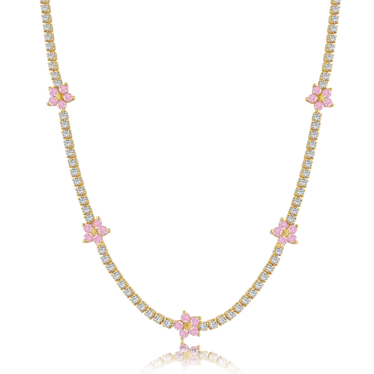 [Love's Uplift]Luxurious Colorful Flower Tennis Necklace