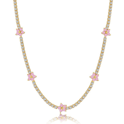 [Love's Uplift]Luxurious Colorful Flower Tennis Necklace