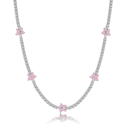 [Love's Uplift]Luxurious Colorful Flower Tennis Necklace