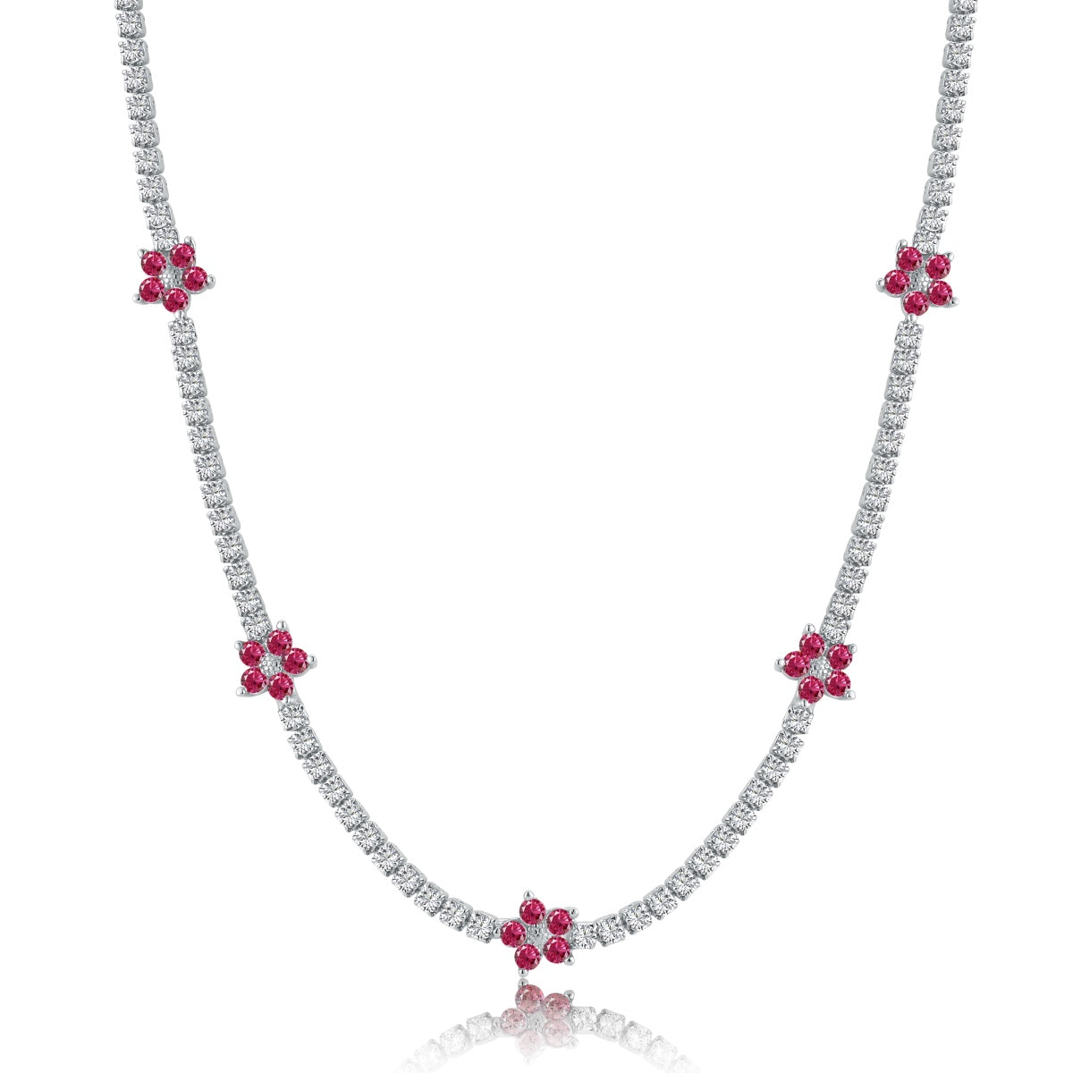 [Love's Uplift]Luxurious Colorful Flower Tennis Necklace