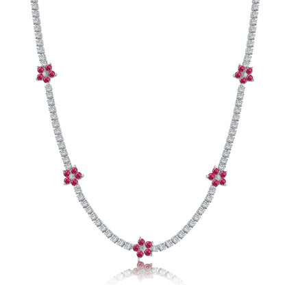[Love's Uplift]Luxurious Colorful Flower Tennis Necklace