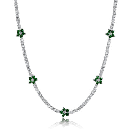[Love's Uplift]Luxurious Colorful Flower Tennis Necklace