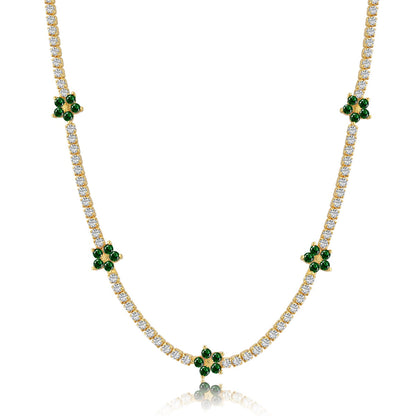 [Love's Uplift]Luxurious Colorful Flower Tennis Necklace