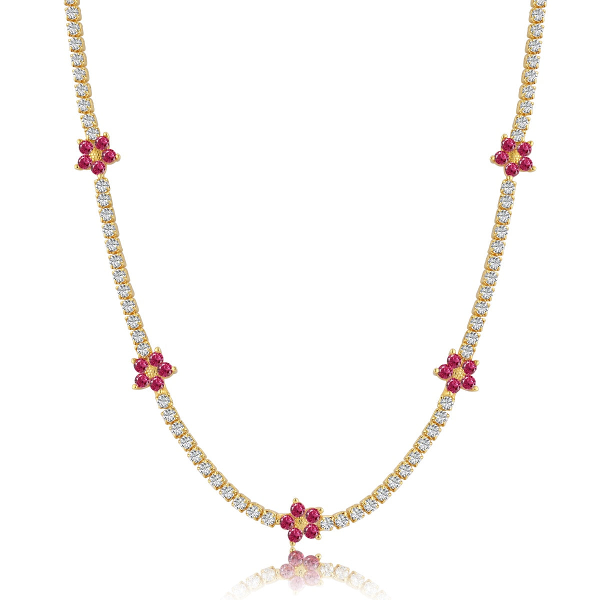 [Love's Uplift]Luxurious Colorful Flower Tennis Necklace