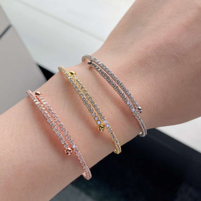 [Love's Uplift]Row of Diamonds Round Fashion Bracelet