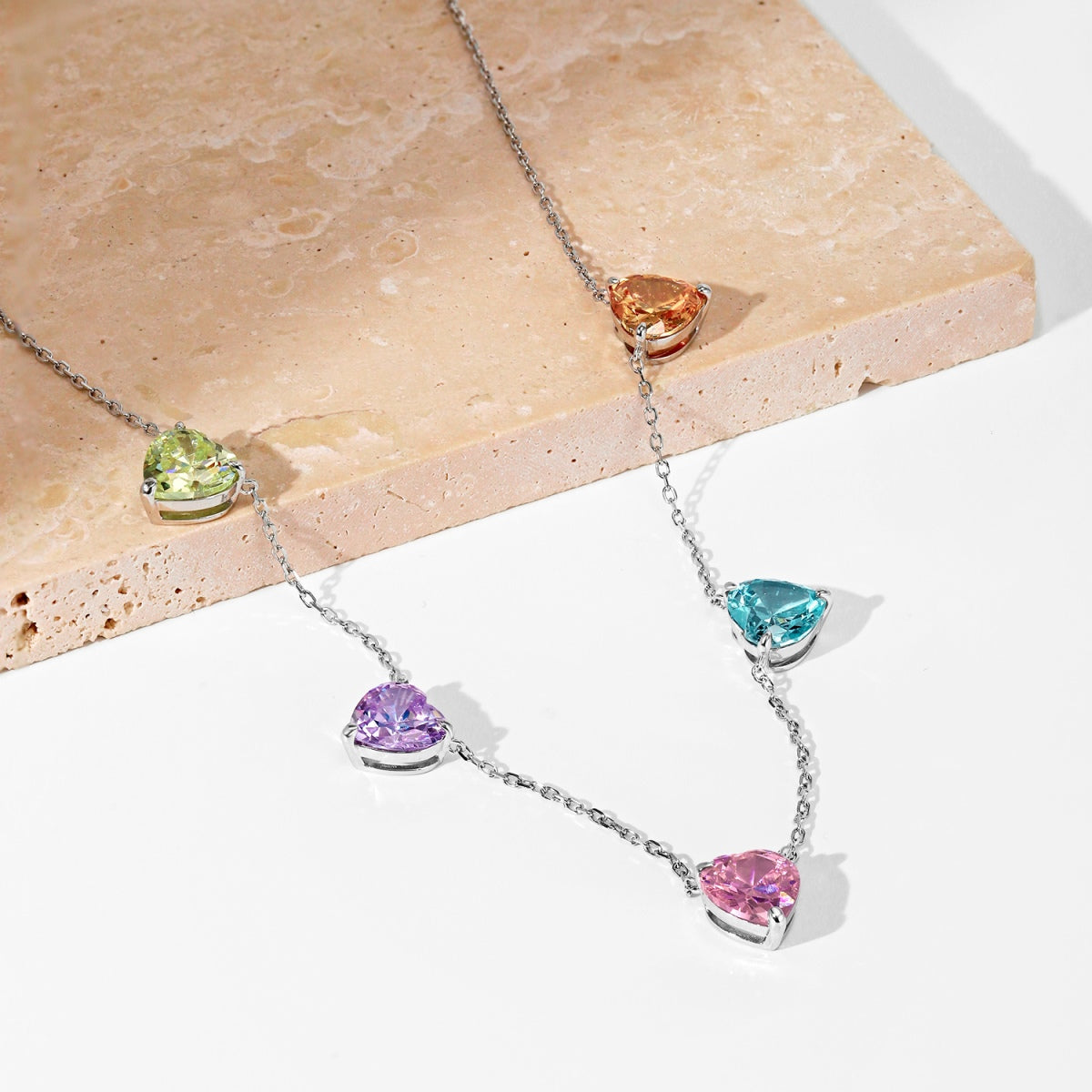 [Love's Uplift]Sparkling Colorful Heart Cut Necklace